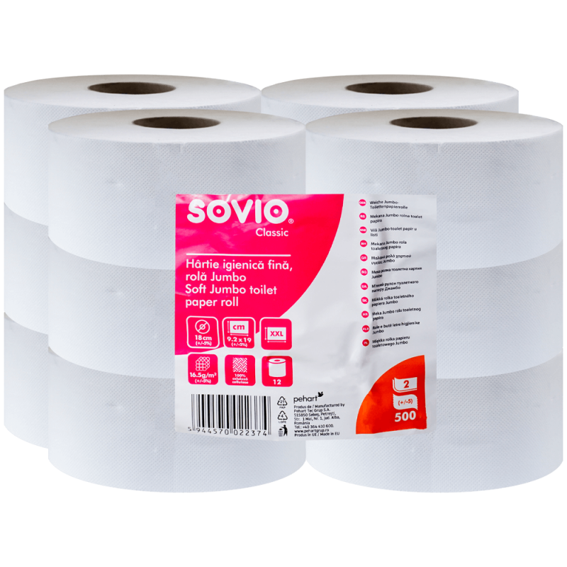 Hartie igienica 100 m Sovio Mini Jumbo alba 500 foi
